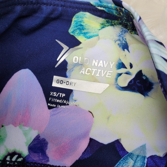 Old Navy Active Go Dry Cropped Compression Leggings Blue Floral Print Women's XS - Picture 7 of 9